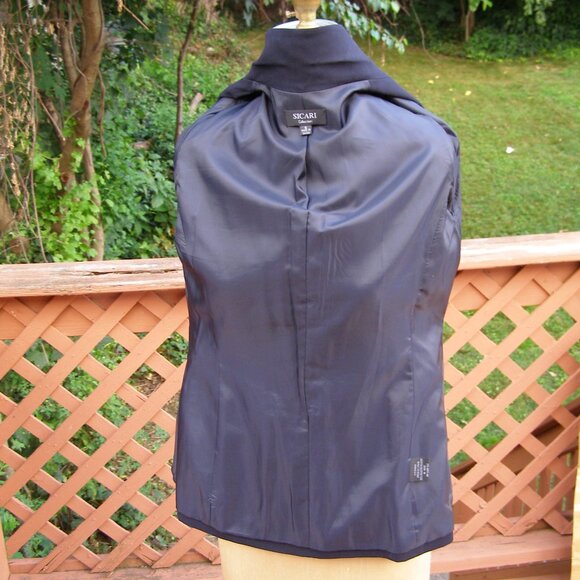 SICARI size 8 Navy blue pinstripe ladies' blazer Corporate professional jacket - Picture 8 of 10